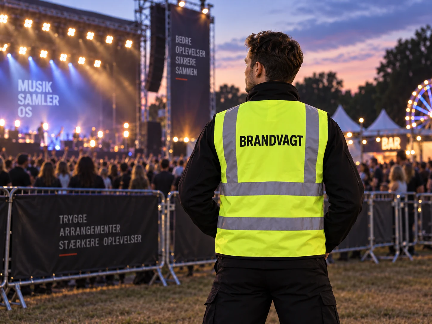 Brandvagt til event og udendørs arrangement med scene, publikum og festivalområde