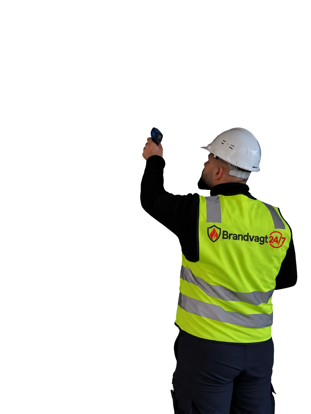Brandvagt med hjelm og Brandvagt 24/7-vest