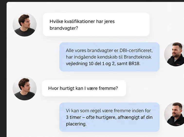 Dansk chat om brandvagternes kvalifikationer og responstid