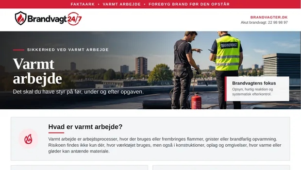 Forhåndsvisning af Brandvagter.dk faktaark om varmt arbejde